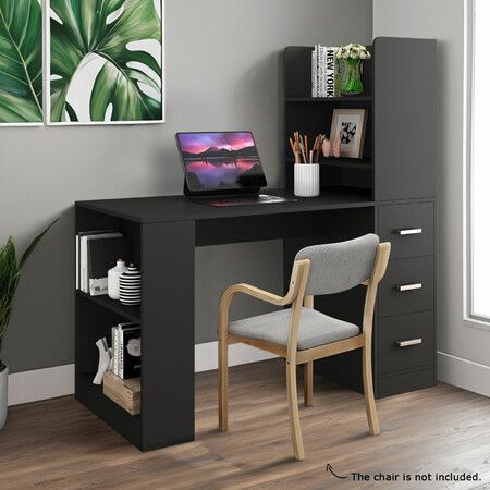 Desk Hutch Home Office Study Gamer Writing Table 120cm Wooden Laptop ...
