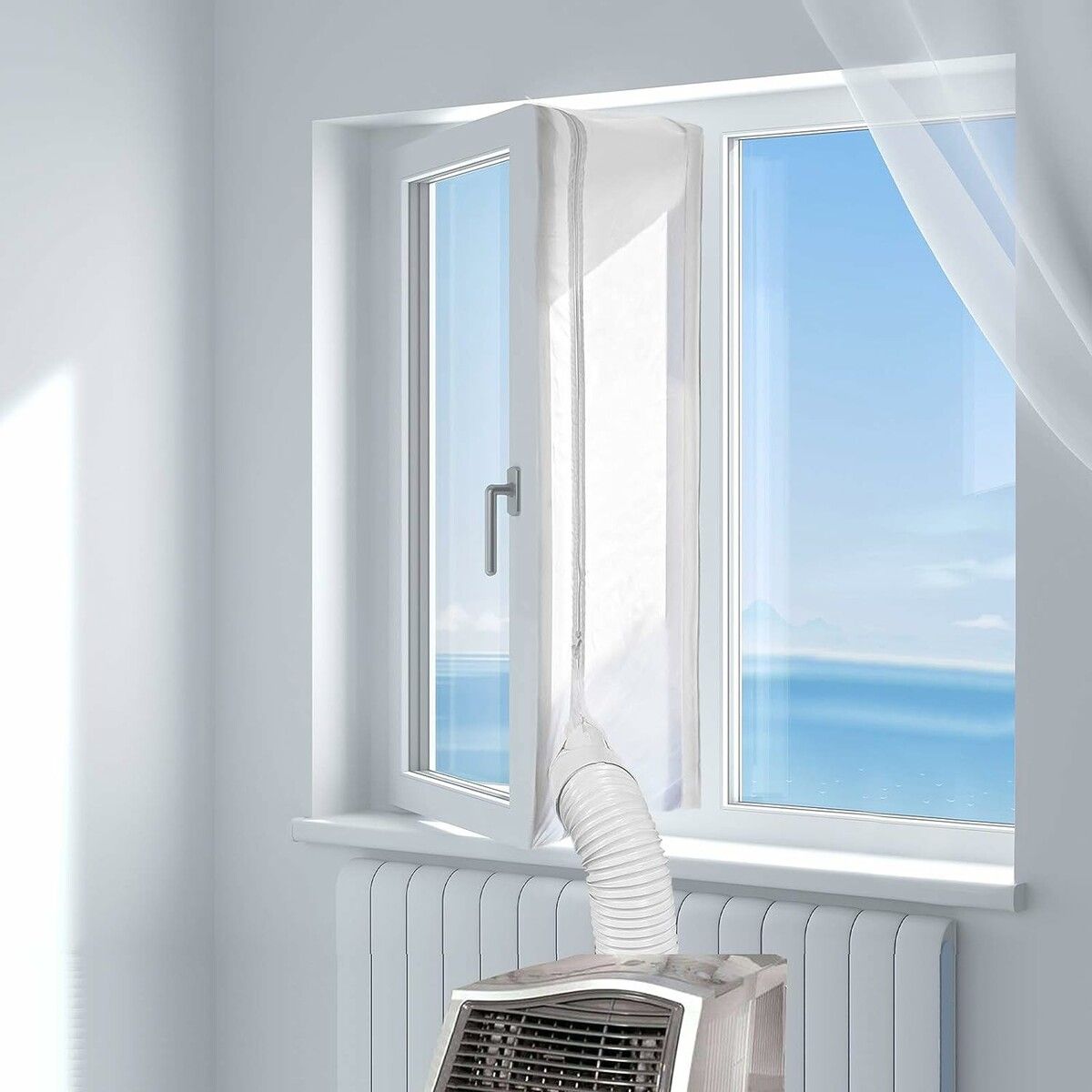 400CM Universal Window Seal for Portable Air Conditioner And Tumble Dryer With Zip and Adhesive Fastener