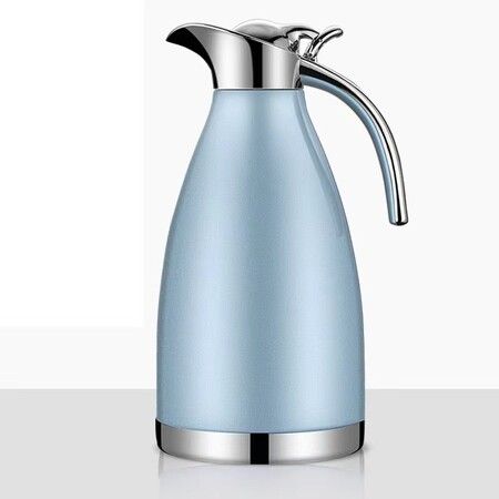 Stainless Steel Thermal Carafe – Double Wall Vacuum Insulated Thermos/Pitcher with Lid – Heat and Cold Retention Coffee/Tea Carafe – 2 Liter (Blue)