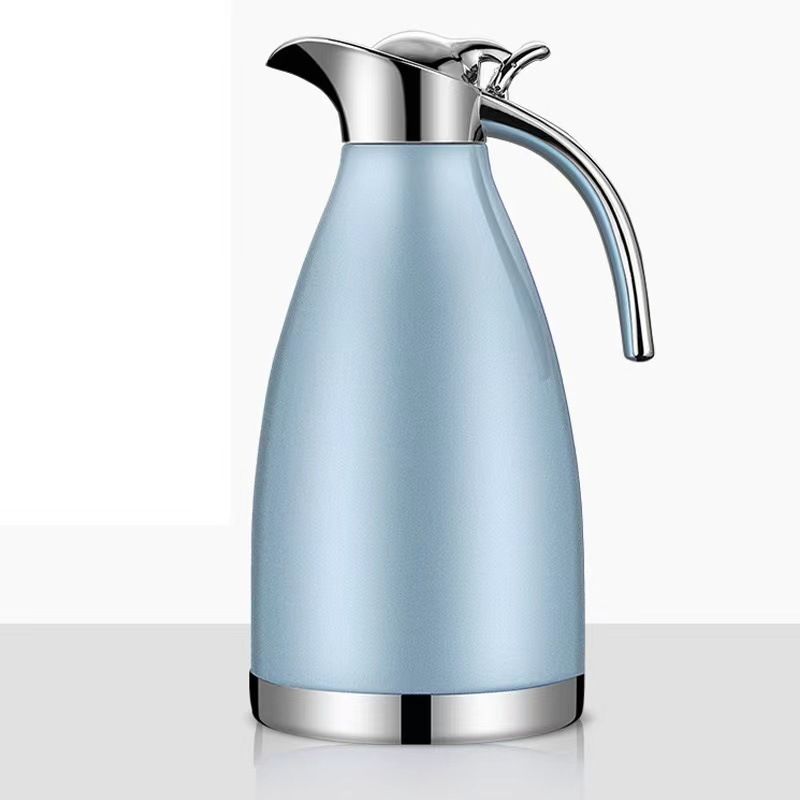 Stainless Steel Thermal Carafe – Double Wall Vacuum Insulated Thermos/Pitcher with Lid – Heat and Cold Retention Coffee/Tea Carafe – 2 Liter (Blue)