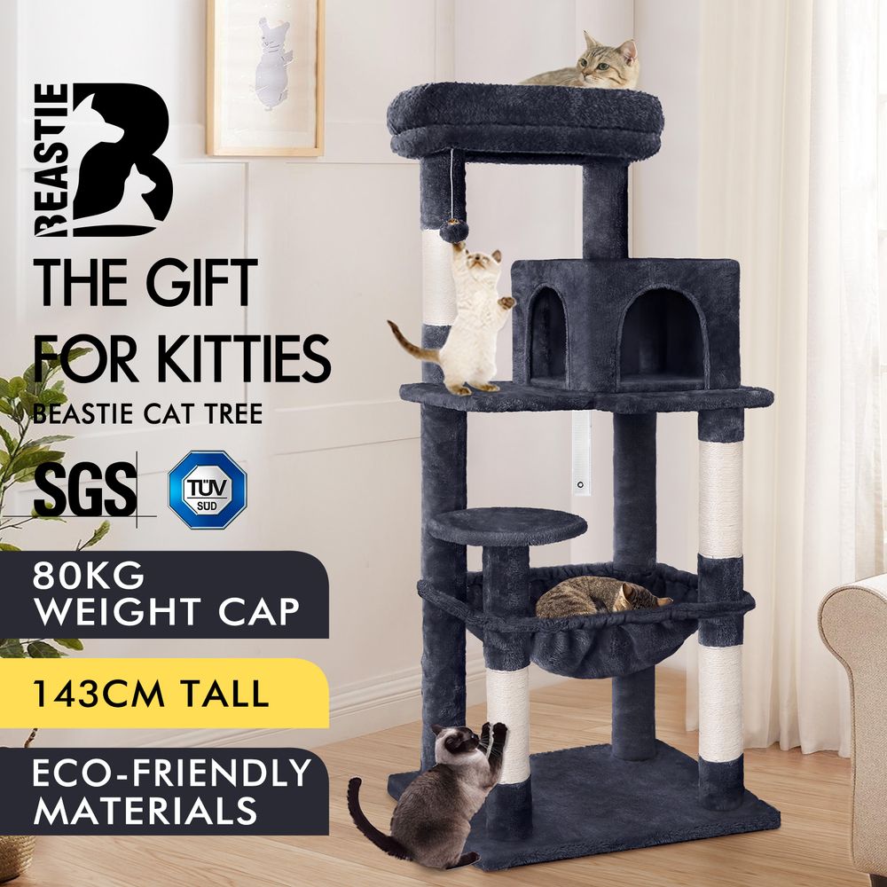 BEASTIE Cat Tree Scratching Post Scratcher Tower Condo House Furniture Wood 143