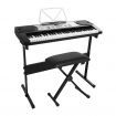 Alpha 61 Keys Electronic Piano Keyboard Digital Electric w/ Stand Stool Silver