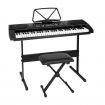 Alpha 61 Keys Electronic Piano Keyboard Digital Electric w/ Stand Stool Black