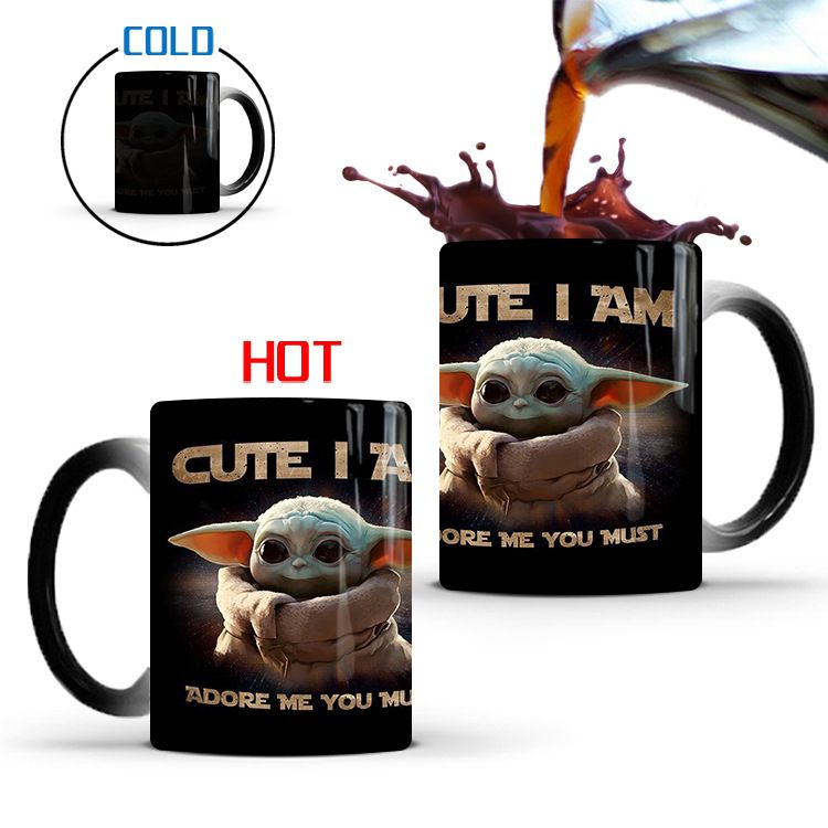 Yoda Magic Color Changing Mug, Creative Ceramic Coffee Mug, Birthday Gift for Boyfriend, Girlfriend, Husband, Wife, Mom and Dad (1 Pack)