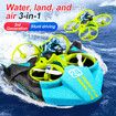 3 In 1 Remote Control Plane, Air Flight/ Driving On Land/Water Driving Waterproof Quadcopter RC Toy(2 Batteries-Green)