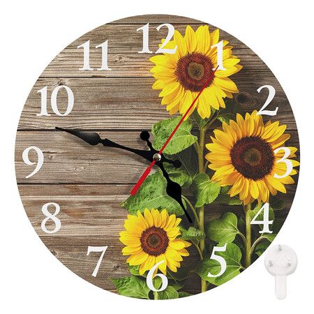 Round Wall Clock, Silent Non Ticking Clock 12 Inch, Decor for Bathroom, Bedroom, Kitchen