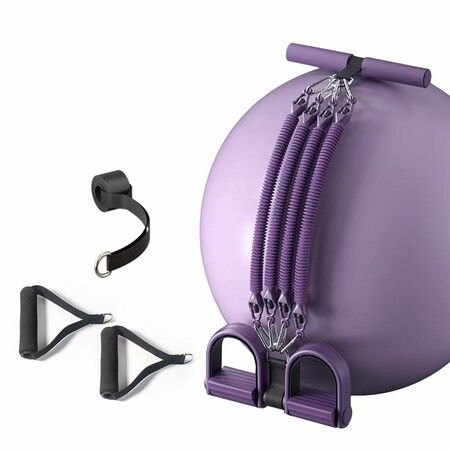 Multifunctional Tension Rope with Pedal Puller Pedal Resistance Band Set Exercise Band with Handle for Home Fitness Equipment-Purple