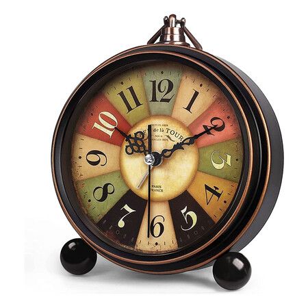Alarm Clock, 5.25 inch Small Silent Desk Clock with Night Light (Tuscan Style)