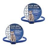 2-Pack Flea Collar for Cats Anti-Tick Glow-in-the-Dark Insect Repellent Collar for Pets with 8 Months Prevention