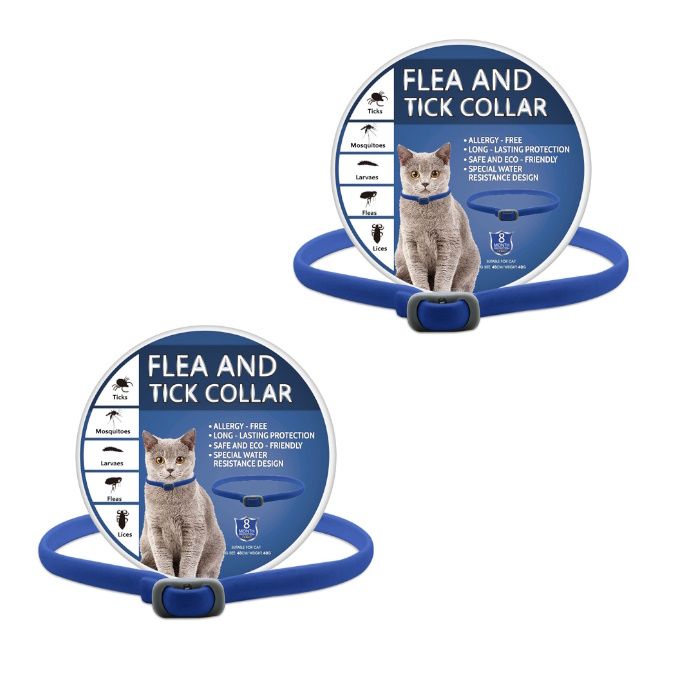 2-Pack Flea Collar for Cats Anti-Tick Glow-in-the-Dark Insect Repellent Collar for Pets with 8 Months Prevention