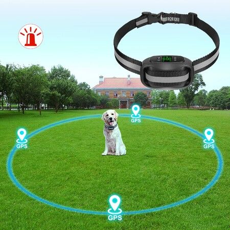 GPS Wireless Dog Fence,Electric Pet Containment System,Waterproof Rechargeable Collar with Beep/Vibration/Shock Correction Mode,Black