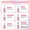 Electric Nail Drill-35000RPM Portable Acrylic Gel Polish Remover Nail Drill Machine with 6 Nail Bits,Professional Manicure Pedicure Polishing Tools for Home Salon,Pink