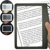 LED Page Magnifier Large 4X Ultra Bright 12 Anti Glare Dimmable Eye Strain Relief Reading Small Prints Low Vision Aid Tool