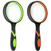 10X Handheld Magnifying Glass 2 Pack 75mm Non-Slip Reading Magnifier For Seniors Kids Green Orange