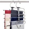 Magic Pants Hangers Space Saving for Trousers Scarves Slack (1 Pack with 5 Metal Clips)