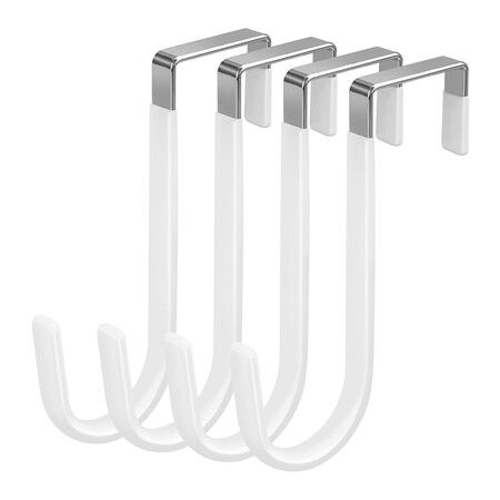 4 Pack Over The Door Hook, Door Hooks for Bathroom, Living Room, Kitchen, Bags(4 Pack White)