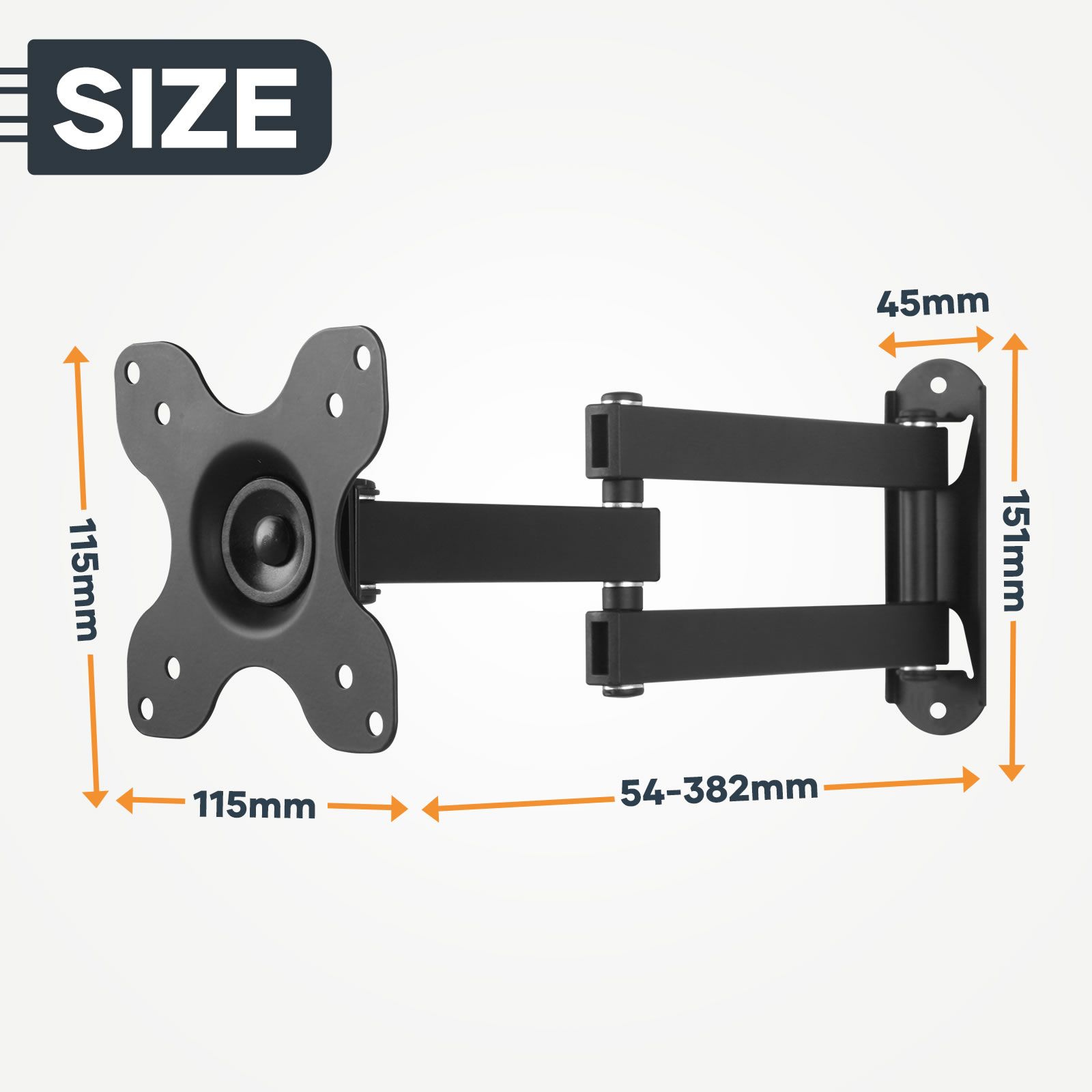 Wall TV Stand Bracket Television Mount Swivel Mounting Holder Tilt Hanger Base Black Fits 13 to 30 Inches