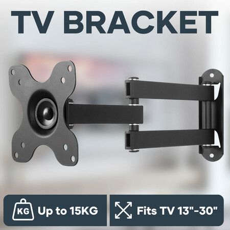 Wall TV Stand Bracket Television Mount Swivel Mounting Holder Tilt Hanger Base Black Fits 13 to 30 Inches