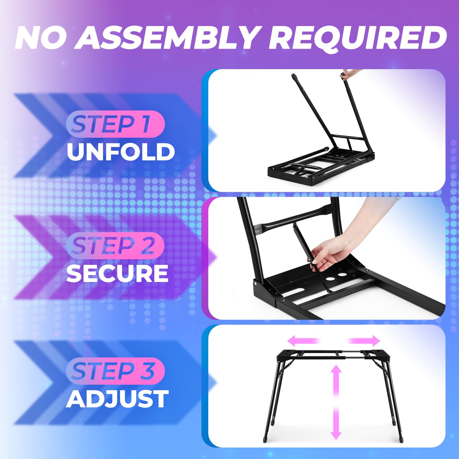 Keyboard Stand Piano Music Collapsible Adjustable Portable Heavy Duty 54 to 88 Key Musical Table Black