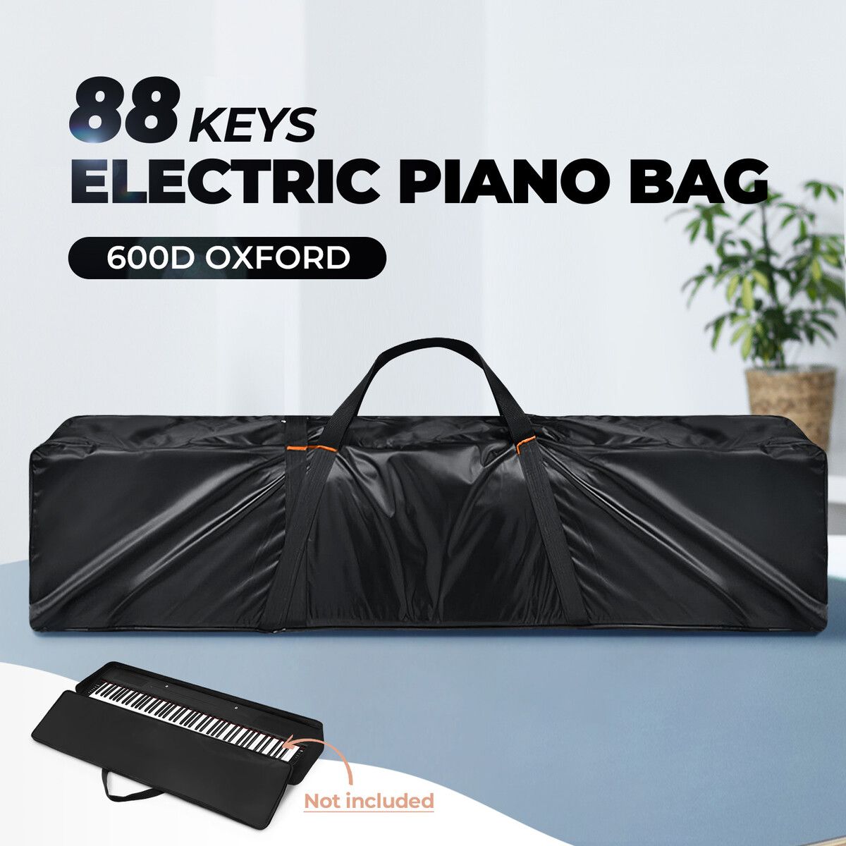 Electric Piano Storage Bag Padded Portable Gig Bag Oxford Cloth Black 88 Keys Keyboard