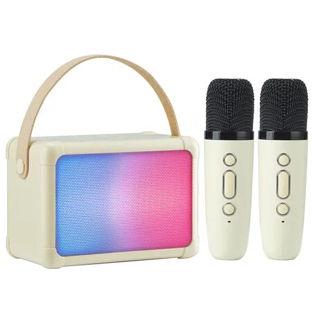 Mini Portable Bluetooth Karaoke Speaker with 2 Wireless Microphones and ...