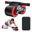 Ab Roller Automatic Rebound Abdominal Wheel Abdominal Roller Home Exerciser with Knee Pad for Beginners Core Workout-Red