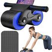 Ab Roller Automatic Rebound Abdominal Wheel Abdominal Roller Home Exerciser with Knee Pad for Beginners Core Workout-Blue