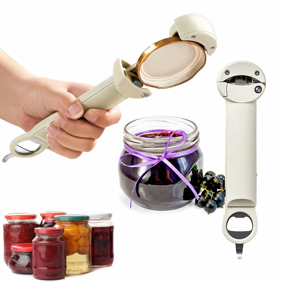 Multifunctional Retractable Bottle Opener,Adjustable Multifunctional Stainless Steel Can Opener (White)
