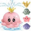 Bath Toy with 4 Water Spray(Random Color)Modes Light Up Octopus Bathtub Toys Auto-Rotating Water Sprinkler Pool Toys Color Pink