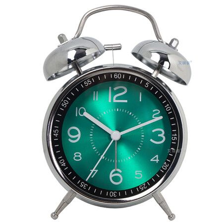 Loud Alarm Clock for Heavy Sleepers Double Bell Retro 4.5 Inch Silent Non Ticking Quartz with Backlight Metal Dial Alarm Clock for Bedrooms Bedside (Green)