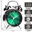 Loud Alarm Clock for Heavy Sleepers Double Bell Retro 4.5 Inch Silent Non Ticking Quartz with Backlight Metal Dial Alarm Clock for Bedrooms Bedside (Green)