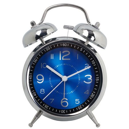 Loud Alarm Clock for Heavy Sleepers Double Bell Retro 4.5 Inch Silent Non Ticking Quartz with Backlight Metal Dial Alarm Clock for Bedrooms Bedside (Blue)