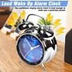 Loud Alarm Clock for Heavy Sleepers Double Bell Retro 4.5 Inch Silent Non Ticking Quartz with Backlight Metal Dial Alarm Clock for Bedrooms Bedside (Blue)