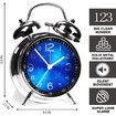 Loud Alarm Clock for Heavy Sleepers Double Bell Retro 4.5 Inch Silent Non Ticking Quartz with Backlight Metal Dial Alarm Clock for Bedrooms Bedside (Blue)