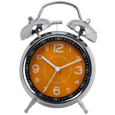 Loud Alarm Clock for Heavy Sleepers Double Bell Retro 4.5 Inch Silent Non Ticking Quartz with Backlight Metal Dial Alarm Clock for Bedrooms Bedside (Orange)