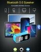 Alarm Clock for Bedroom/Office, Small Digital Clock with Bluetooth Speaker, Desk Clock with Dual Alarm, Snooze, Mirror LED Display (Blue)