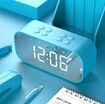 Alarm Clock for Bedroom/Office, Small Digital Clock with Bluetooth Speaker, Desk Clock with Dual Alarm, Snooze, Mirror LED Display (Blue)
