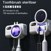 UVC LED Toothbrush Sanitizer Holder Automatic Induction Wall Mount Tooth Brush Holder Organizer-1 Pack