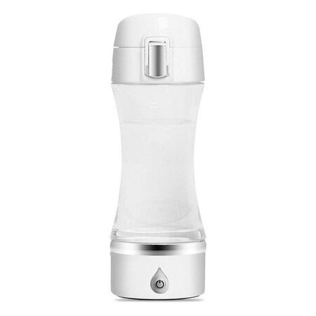 Hydrogen Water Bottle, Portable Hydrogen Water Maker Generator Rechargeable H2 Hydrogen-Rich Pure Glass Water Bottle 380 ML White