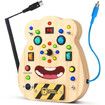 Montessori Activity Board for Kids Ages 4+, Light Switch Push Button Toys, Wooden Sensory Board