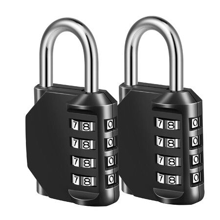 2PACK Combination Lock, 4 Digit Padlock for School Gym Sports Locker, Fence, Toolbox, Case, Hasp Cabinet Storage 32mmSHACKLE Black