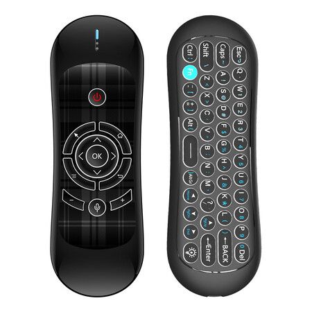 R2 Air Remote, 2.4G Wireless Backlit Voice Remote Control with Keyboard, for Android TV Box/PC/Projector/HTPC (Not Compatible with Most Smart TVs)