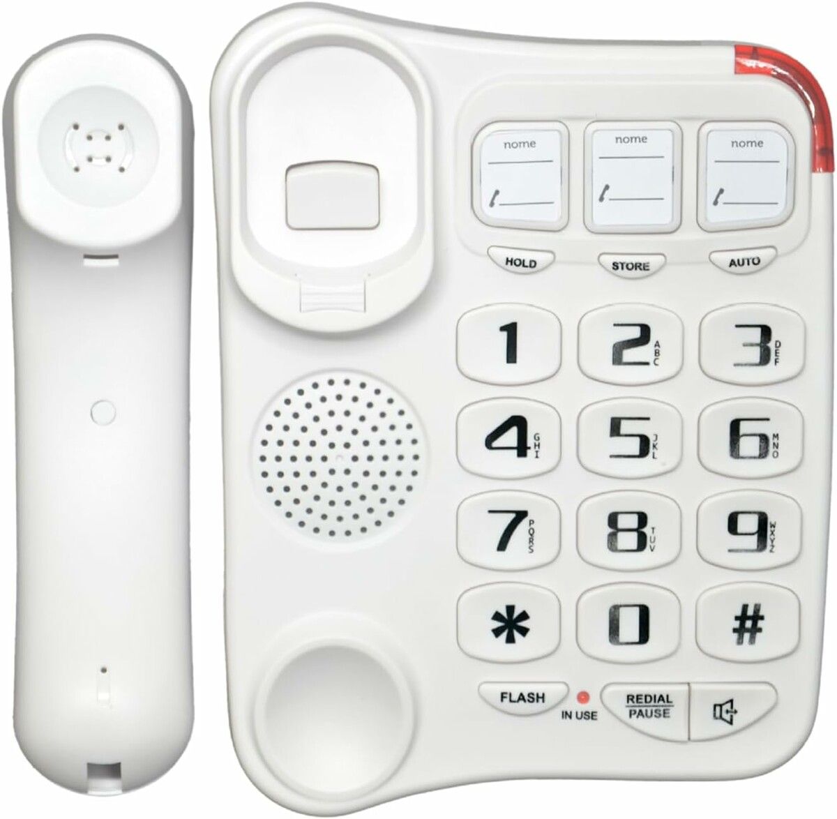 White TCF 2300 Big Button Landline Phone Desktop Telephone Amplified Sound Perfect for Seniors and Visually Challenged Loud Ringtone Fixed Home Phone