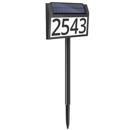 Solar Address Sign Lighted House Numbers Waterproof,Solar Powered LED Illuminated Address Plaques with Stakes,3-Color in 1 Address Number