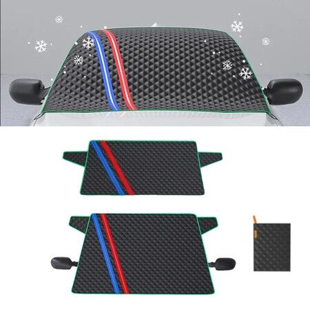 Car Windshield Ice Front Windshield Snow Cover,Windscreen Protector,Thickness Snow Protector Covers with Side Mirrors Cover for Car SUV Vans CRV Trucks Front