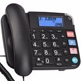 (Black)Senior Telephone Landline Phone with Hearing Aid Function, Big Button for Elderly with Backlight Display/Mute/Pause/Redial,for Alzheimer