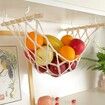 Hanging Fruit Hammock with Hooks, Hanging Fruit Basket Under the Kitchen Cabinet for Storing Banana Fruits Kitchen Decor, Rectangle