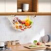 Hanging Fruit Hammock with Hooks, Hanging Fruit Basket Under the Kitchen Cabinet for Storing Banana Fruits Kitchen Decor, Rectangle