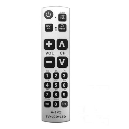 Big Button Universal Remote Control A-TV2, Initial Setting for Lg, Vizio, Sharp, Zenith, Panasonic, Philips, RCA  Put Battery to Work, No Program Needed