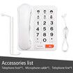 Big Buttons Phone for Seniors, Corded Telephone for Elderly for Living Alone, Hearing lmpaired, House Phones (White)